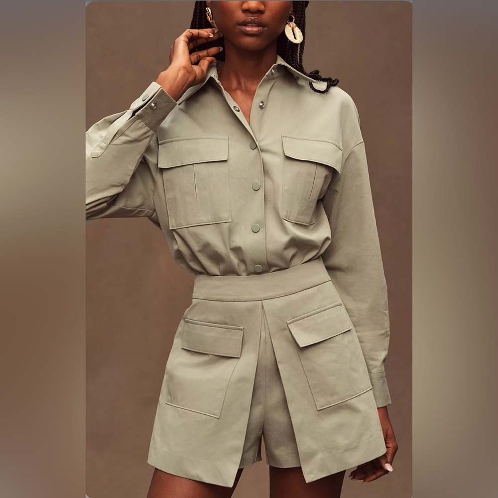 Anthropologie Mare Mare Long Sleeve Utility Romper